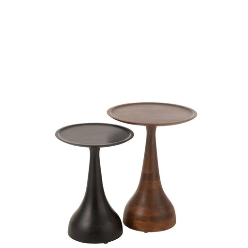Bijzettafel Zwart Mangohout hout 46 cm 45.5x45.5x59 cm-Bijzettafels-J-Line