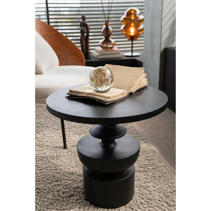 Bijzettafel Zwart Mangohout hout 48 cm 48x48x46 cm-Bijzettafels-J-Line