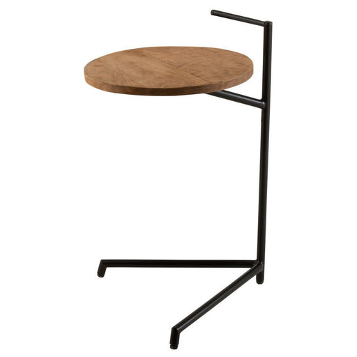 Bijzettafel Zwart Mangohout hout Rond 42 cm 42x39x64 cm-Bijzettafels-J-Line