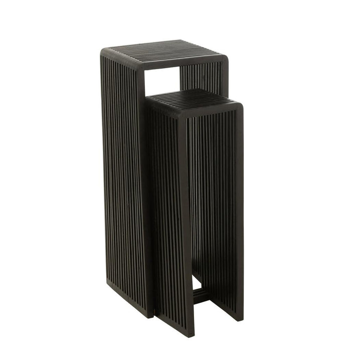 Bijzettafel Zwart Recycled hout 34 cm 34x34x88 cm-Bijzettafels-J-Line