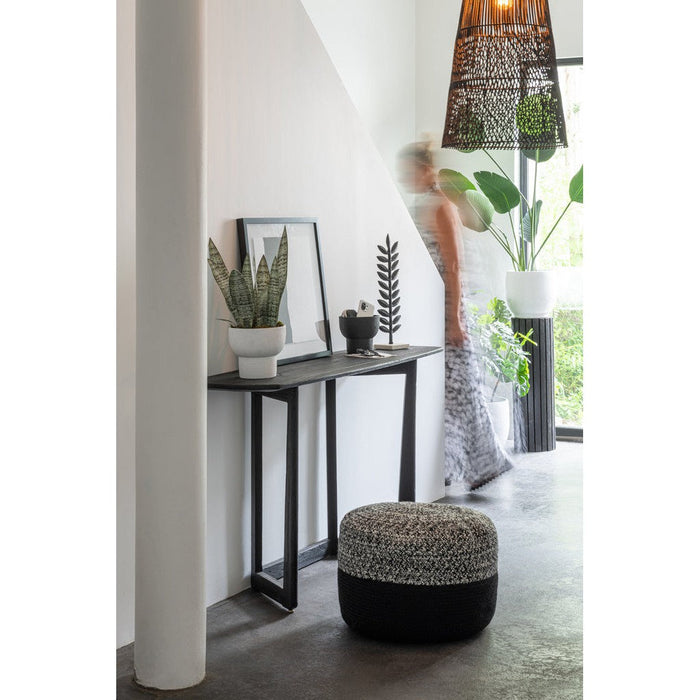 Bijzettafel Zwart Teakhout 40x140 cm-Bijzettafels-J-Line