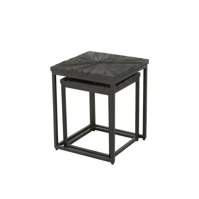 Bijzettafel Zwart ijzer 43 cm 43x43x53 cm-Bijzettafels-J-Line