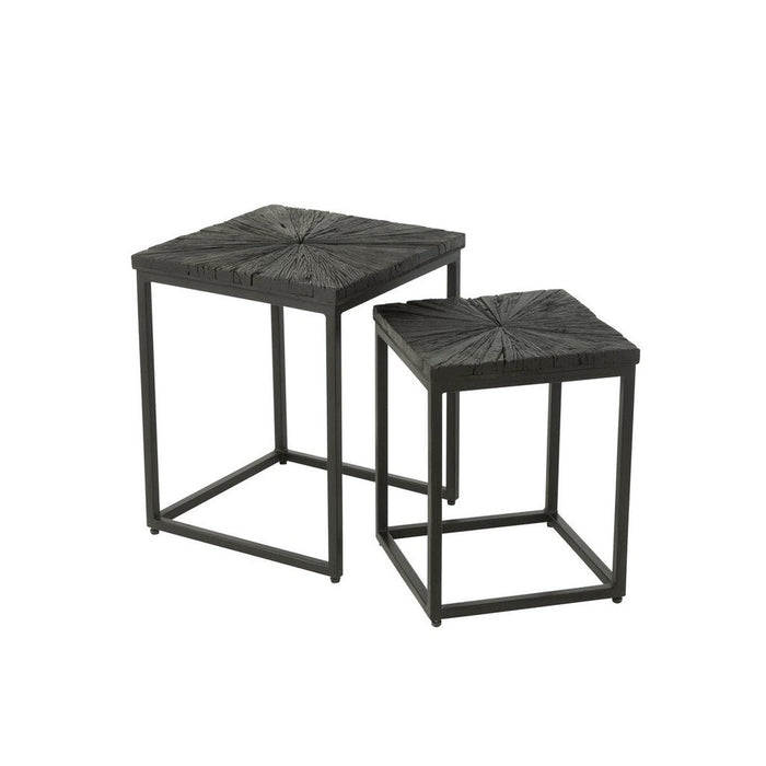 Bijzettafel Zwart ijzer 43 cm 43x43x53 cm-Bijzettafels-J-Line