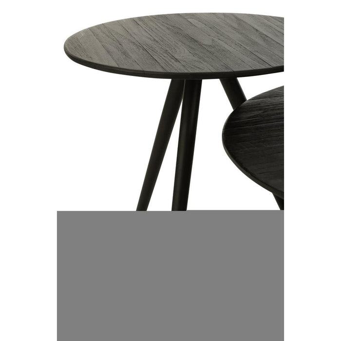 Bijzettafel Zwart ijzer Rond 30 cm 30x30x45 cm-Bijzettafels-J-Line