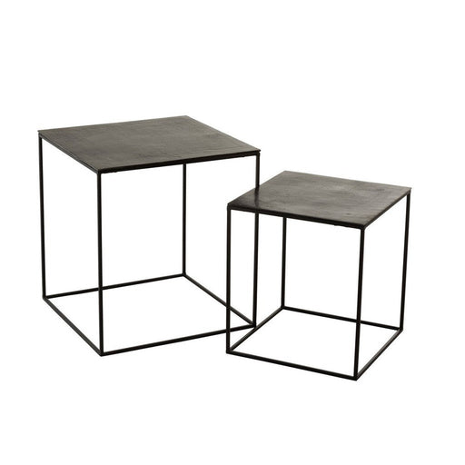 Bijzettafel Zwart ijzer Vierkant 50 cm 50.5x50.5x55.5 cm-Bijzettafels-J-Line