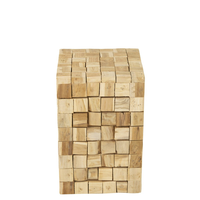 Bijzettafel/Krukje Stukken Teak Hout Naturel 30 cm 30x30x45 cm-Krukken-J-Line