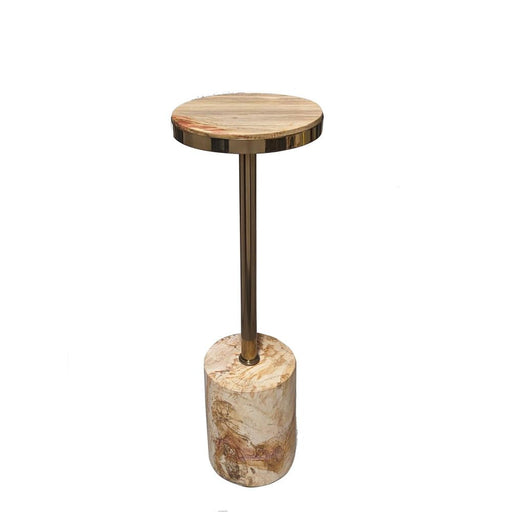 Bijzettafels Bijzettafel Mody Naturel Petrified Hout Sidetable On Rnd-Bijzettafels-PTMD