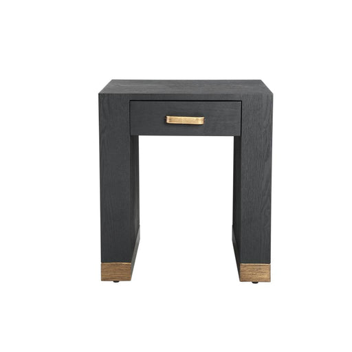 Bijzettafels Bijzettafel Tiess Zwart Houten Fineer Bed Sidetable 1 Drawer-Bijzettafels-PTMD
