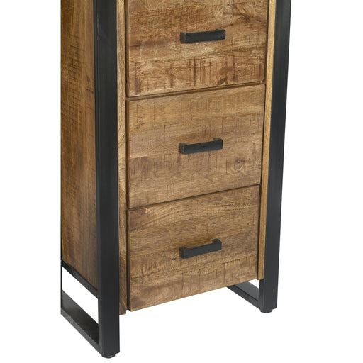 Boekenkast Nairobi Mangohout Naturel hout 55x40x200 cm-Boekenkasten-Livingfurn