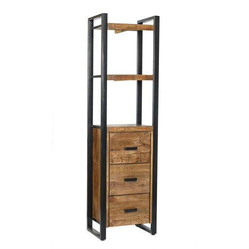 Boekenkast Nairobi Mangohout Naturel hout 55x40x200 cm-Boekenkasten-Livingfurn