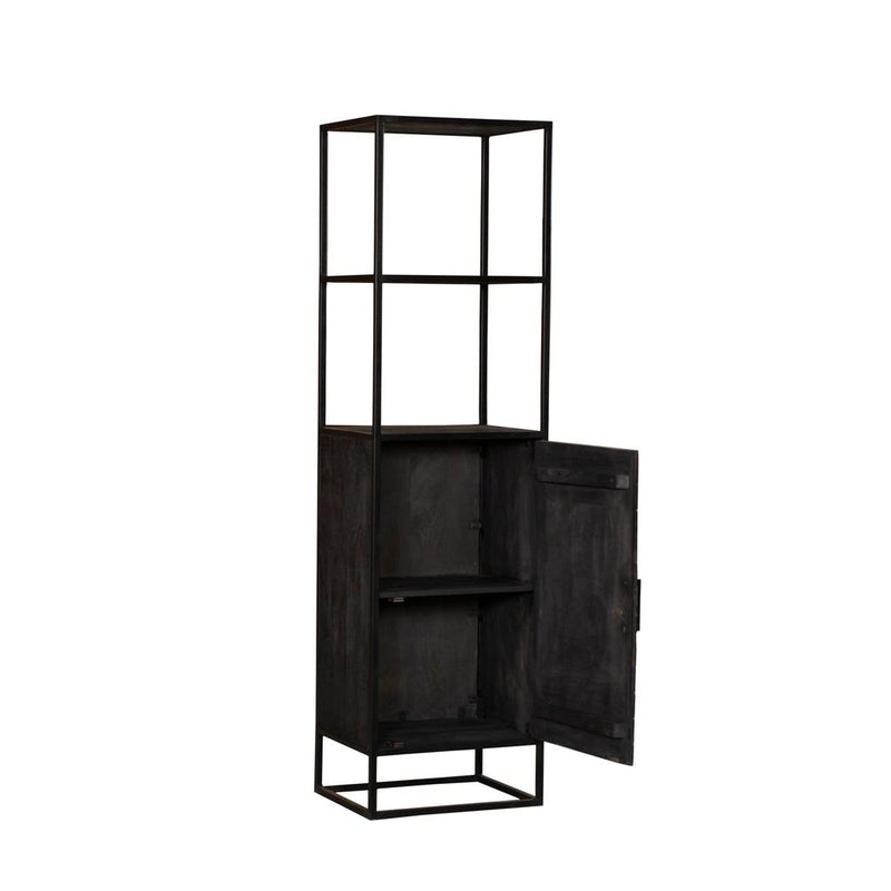 Boekenkast New York Mangohout en staal 1 deur 55x45x200 cm-Boekenkasten-Starfurn