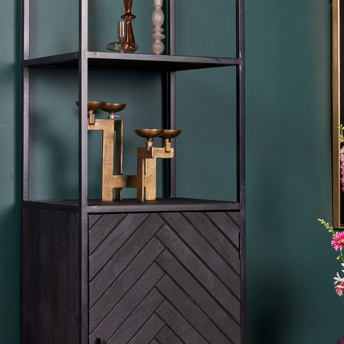 Boekenkast New York - Mangohout en staal - 1 deur-Boekenkasten-Starfurn
