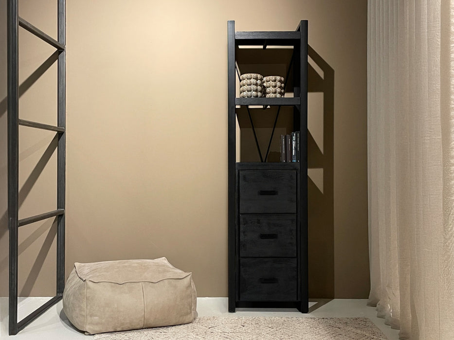 Boekenkast Norris Mangohout Zwart 55x40 cm-Boekenkasten-Livingfurn