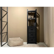 Boekenkast Norris Mangohout Zwart 55x40x200 cm 12409-Boekenkasten-Livingfurn