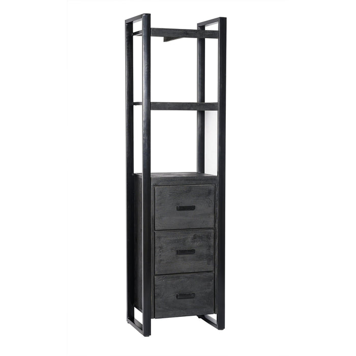 Boekenkast Norris Mangohout Zwart 55x40x200 cm 12409-Boekenkasten-Livingfurn
