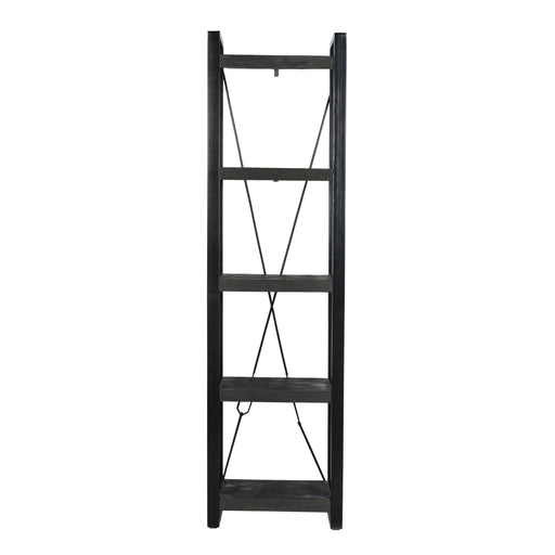 Boekenkast Norris Mangohout Zwart 55x40x200 cm-Boekenkasten-Livingfurn
