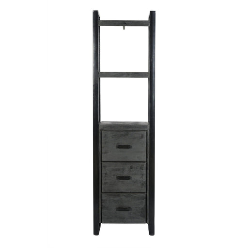 Boekenkast Norris Mangohout Zwart 55x40x200 cm-Boekenkasten-Livingfurn