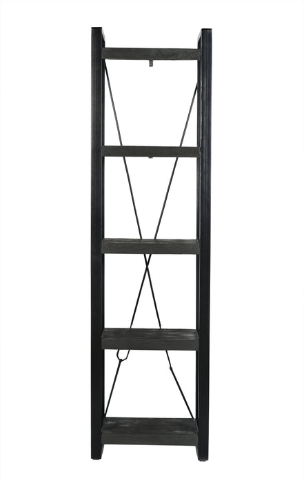 Boekenkast Norris Mangohout Zwart 55x40x200 cm-Boekenkasten-Livingfurn