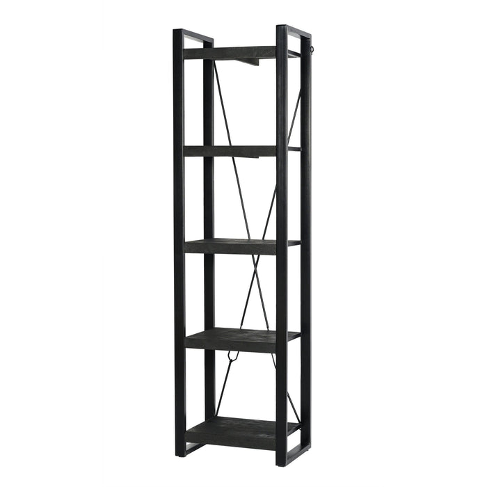 Boekenkast Norris Mangohout Zwart 55x40x200 cm-Boekenkasten-Livingfurn