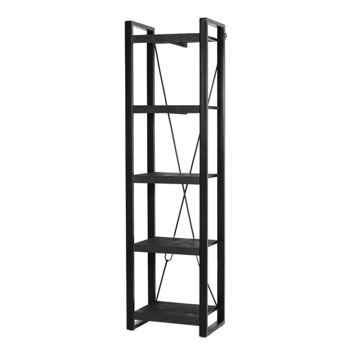 Boekenkast Norris Mangohout Zwart 55x40x200 cm-Boekenkasten-Livingfurn