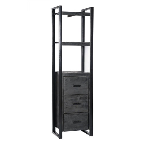 Boekenkast Norris Mangohout Zwart 55x40x200 cm-Boekenkasten-Livingfurn