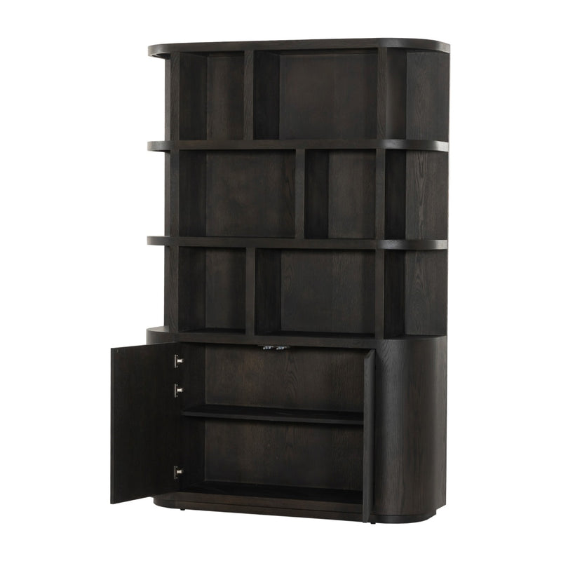 Boekenkast Novero Eikenhout fineer Bruin 145x40x220 cm-Boekenkasten-Livingfurn