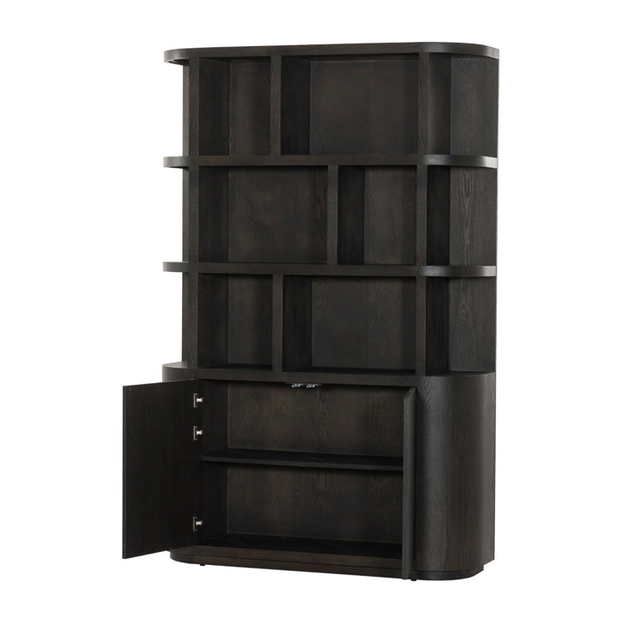 Boekenkast Novero Eikenhout fineer Bruin 145x40x220 cm-Boekenkasten-Livingfurn
