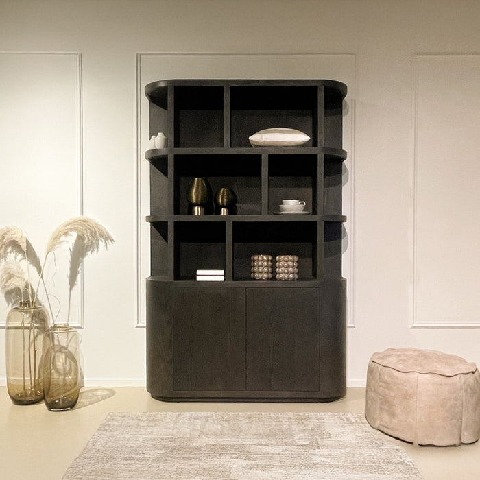 Boekenkast Novero Eikenhout fineer Bruin 145x40x220 cm-Boekenkasten-Livingfurn
