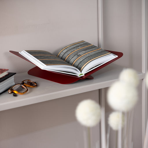 Boekenstandaard ATALANTA Staal Burgundy 36.6x24x10.5cm-Wanddecoratie-Spinder
