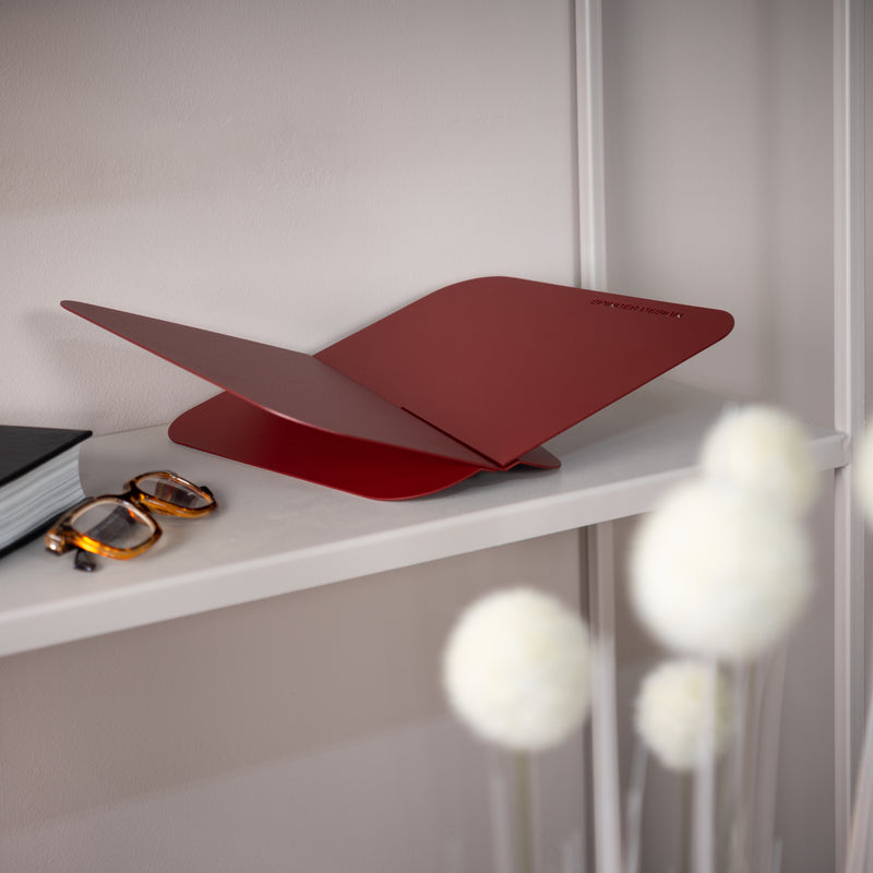 Boekenstandaard ATALANTA Staal Burgundy 36.6x24x10.5cm-Wanddecoratie-Spinder