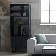 Boekkast Santos Zwart Mangohout Boekkast 74x40x190 cm-Boekenkasten-LABEL51