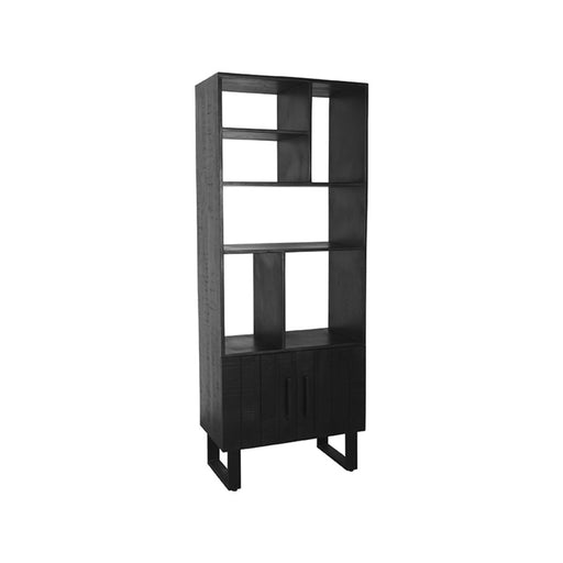 Boekkast Santos Zwart Mangohout Boekkast 74x40x190 cm-Boekenkasten-LABEL51