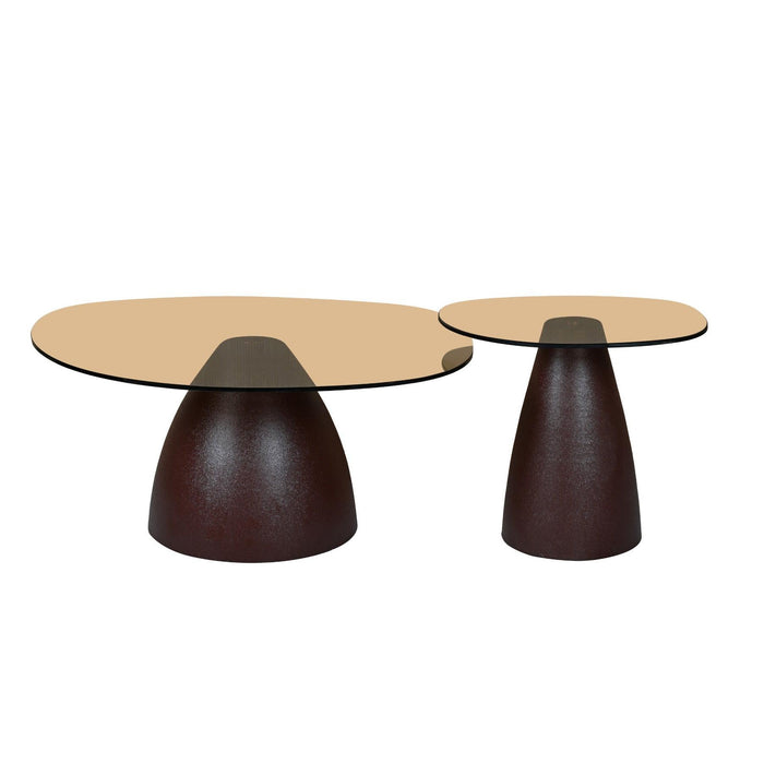 Brix Bijzettafel Glas Bruin 43 cm-Bijzettafels-Livingfurn