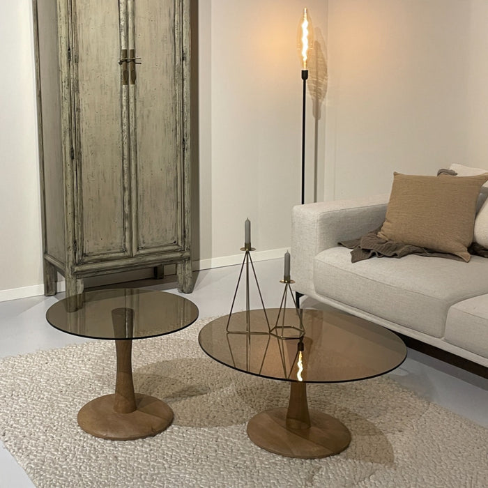 Brix Bijzettafel Glas Bruin 60 cm-Bijzettafels-Livingfurn