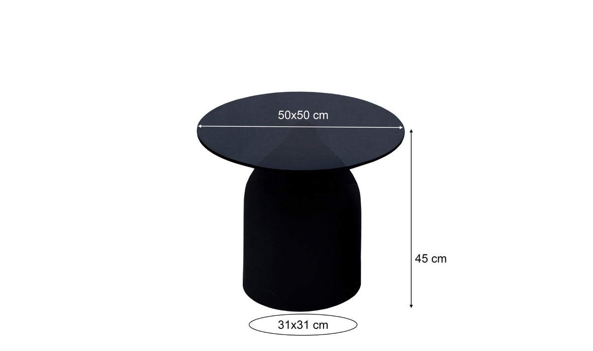 Brix Bijzettafel Glas Zwart 50 cm-Livingfurn