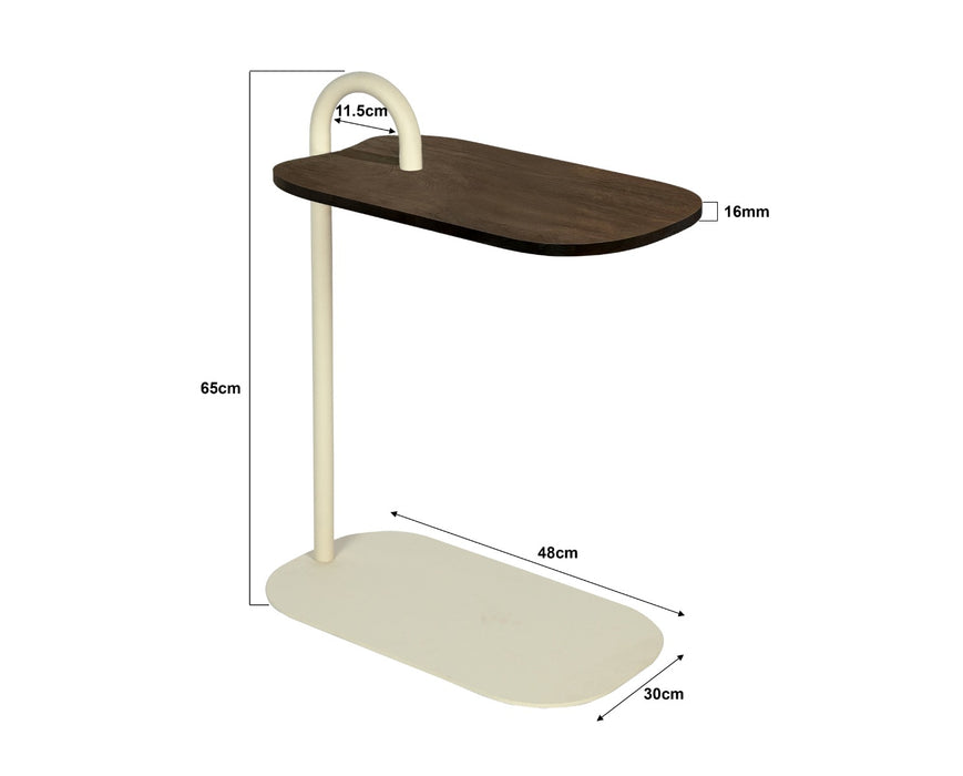 Brix Bijzettafel Mangohout Beige 30x48 cm-Livingfurn