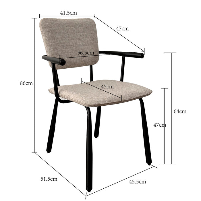 Brix Eetkamerstoel Beige 56 cm - Stof, gecoat staal - 31441-Eetkamerstoelen-Livingfurn