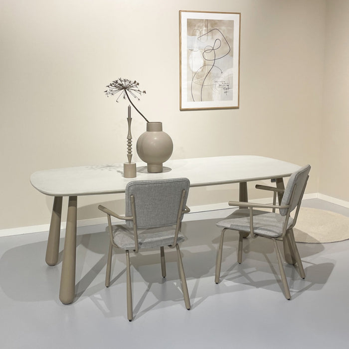 Brix Eetkamerstoel Beige 56 cm - Stof, gecoat staal-Eetkamerstoelen-Livingfurn