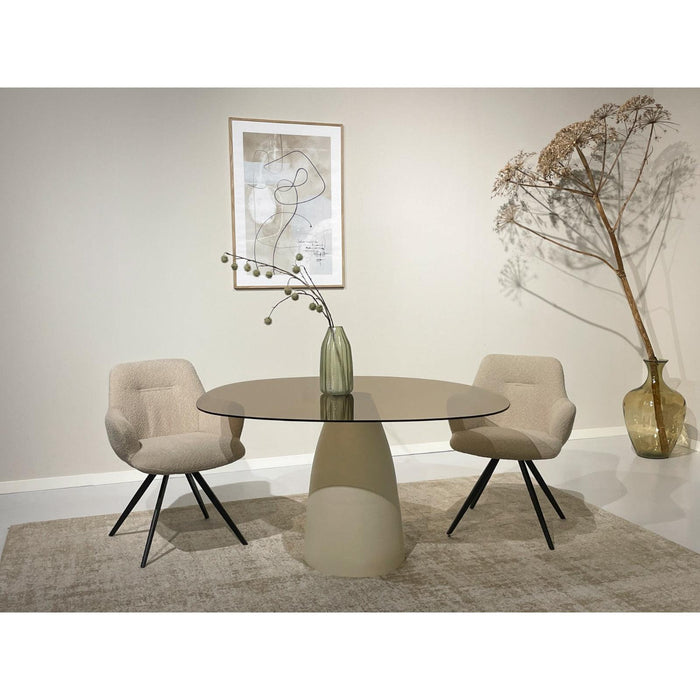 Brix Eettafel Glas Crème wit 120x140 cm-Eettafels-Livingfurn