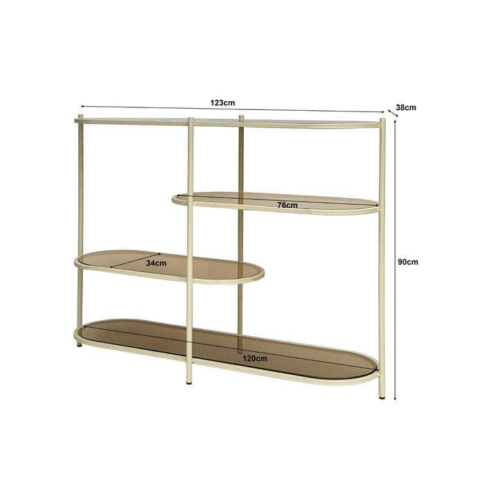 Brix Eettafel Glas Crème wit 123x38x90 cm-Eettafels-Livingfurn
