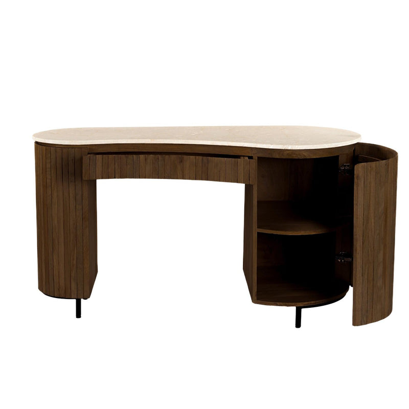 Brix Eettafel Mangohout Beige 136x60 cm Beige, bruin-Bureaus-Livingfurn