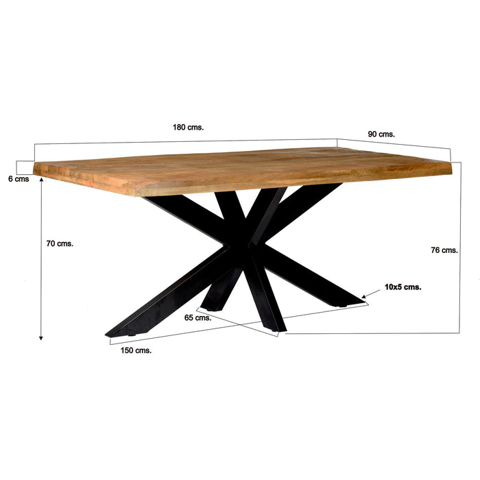 Brix Eettafel Mangohout Naturel hout 180x90 cm-Eettafels-Livingfurn