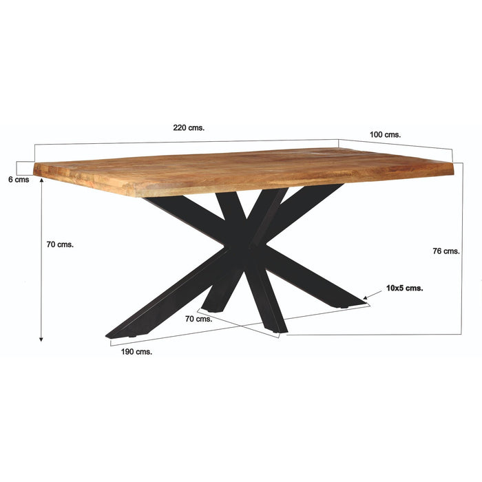 Brix Eettafel Mangohout Naturel hout 220x100 cm-Eettafels-Livingfurn