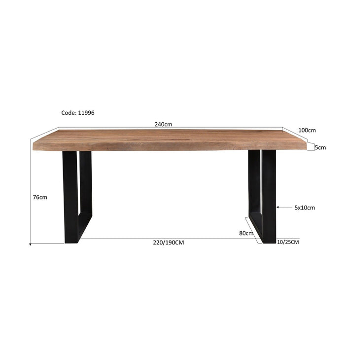 Brix Eettafel Mangohout Naturel hout 240x100 cm-Eettafels-Livingfurn