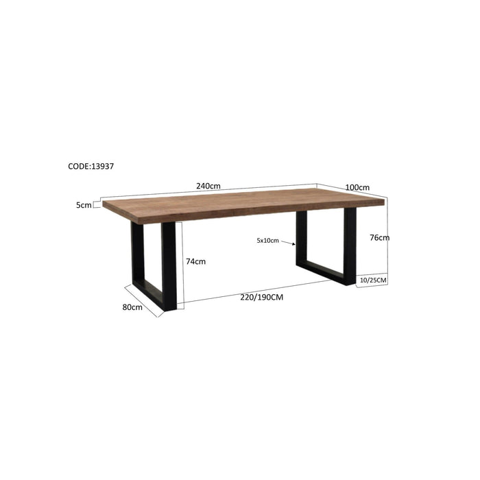 Brix Eettafel Mangohout Naturel hout 240x100 cm-Eettafels-Livingfurn