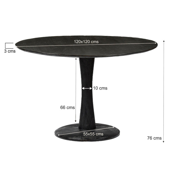 Brix Eettafel Mangohout Zwart 120 cm 120x120x76 cm-Eettafels-Livingfurn