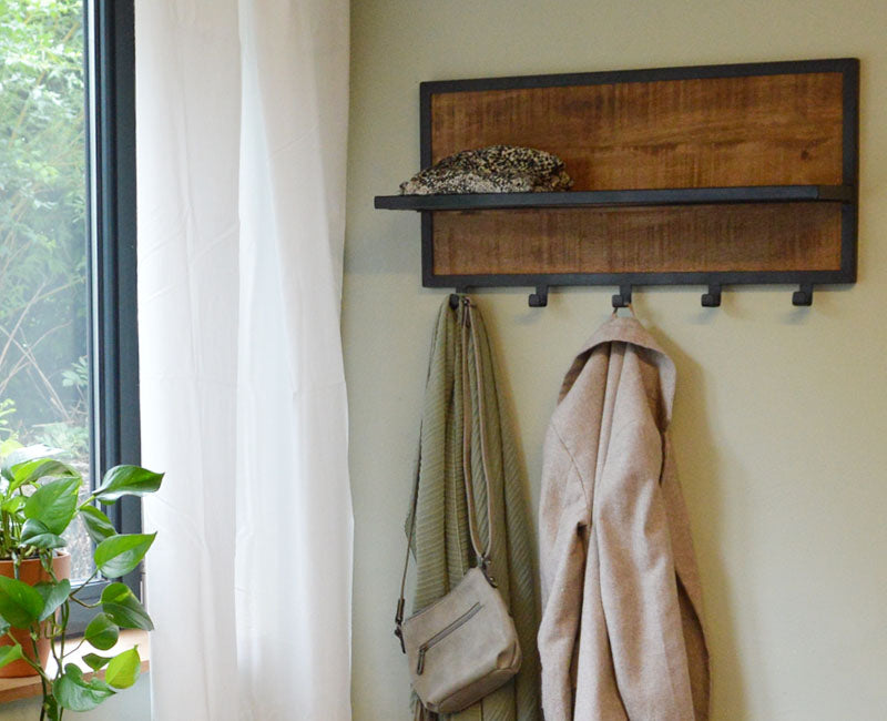 Brix Kapstok Mangohout Naturel hout 70 cm-Kapstokken-Livingfurn