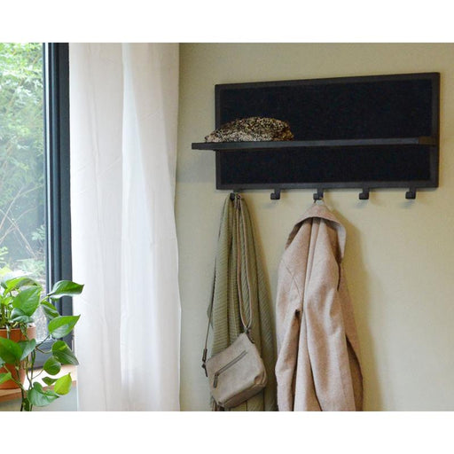 Brix Kapstok Mangohout Zwart 70 cm 70x17x32 cm-Kapstokken-Livingfurn