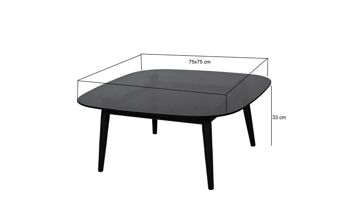 Bijzettafel Merle Rookglas Zwart 75cm