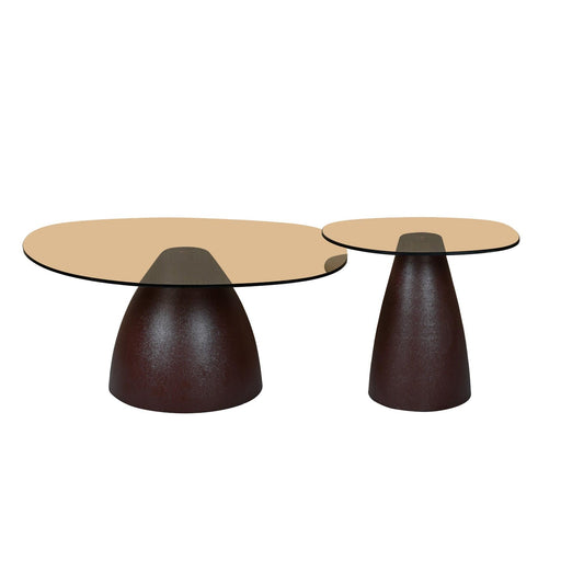 Brix Salontafel Glas Bruin 76 cm 76x86x35 cm-Salontafels-Livingfurn